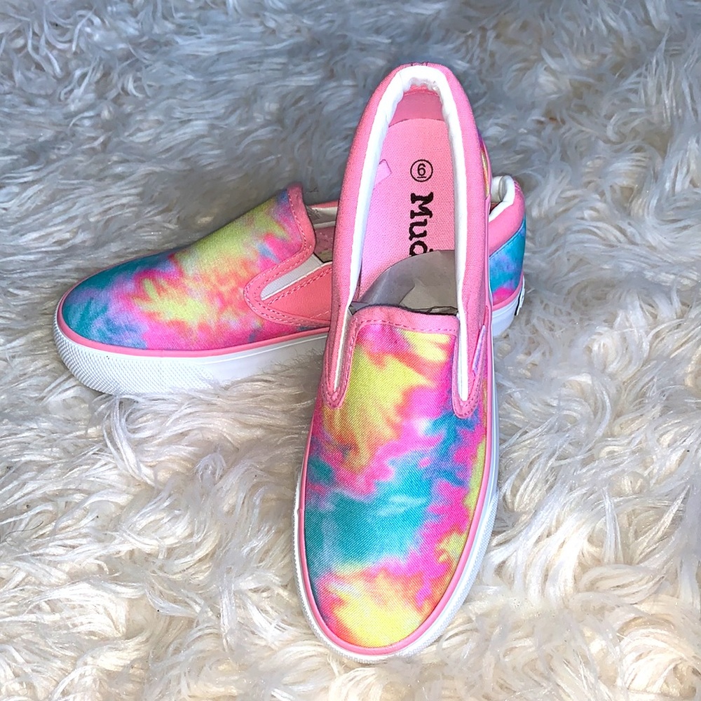 Women's Poppy Pink Tie Dye Slip-Ons NEW